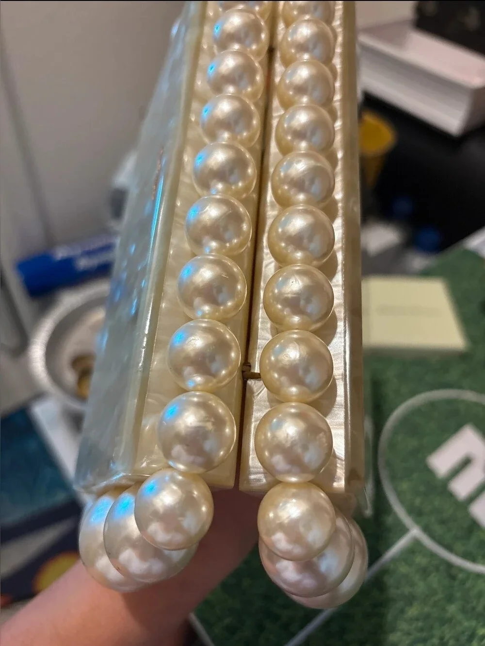 Cult Gaia Women's Ivory Acrylic EOS Beaded Handbag Purse Box (Read Description)